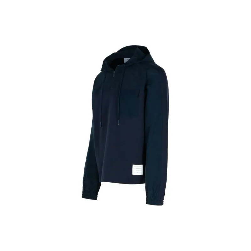 THOM BROWNE Logo Patch Drawstring Hoodie-2