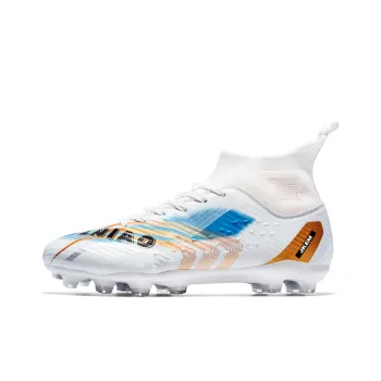 JKEM Soccer Shoes Unisex Mid Top White Gold/Black Gold/Gold/Aqua