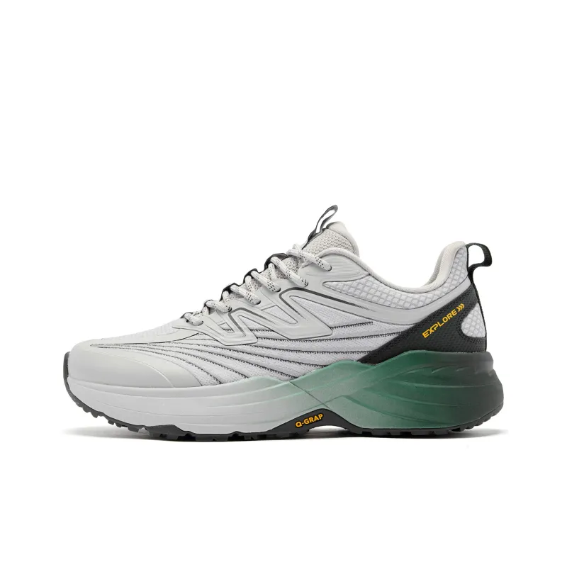 QIAODAN Running Shoes Men Low Top Mist Gray/Wutong Green-0