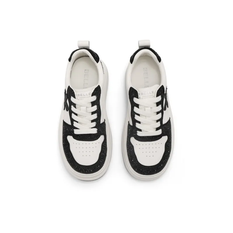BELLE Height Increasing Wear-Resistant Lightweight Slip-Resistant Low-Top Skateboard Shoes Women's Black Gray-2