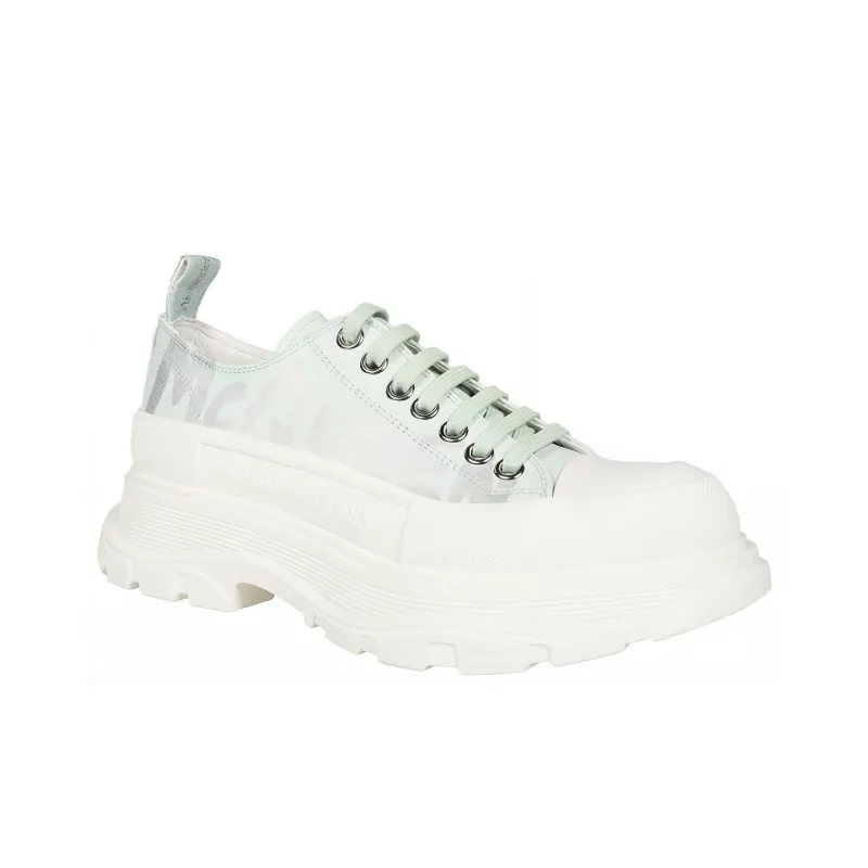 Alexander McQueen Tread Slick Leather Sneakers 'Green White'-2