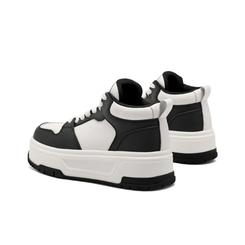 BELLE Height Increasing Wear-Resistant Slip-Resistant High-Top Skateboard Shoes Women's Gray Brown Black-13