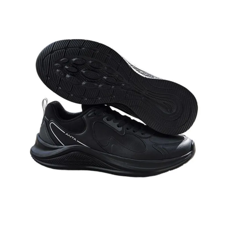 Anta Cushioning, Wear Resistant Low Top Running Shoes Men's Black-4