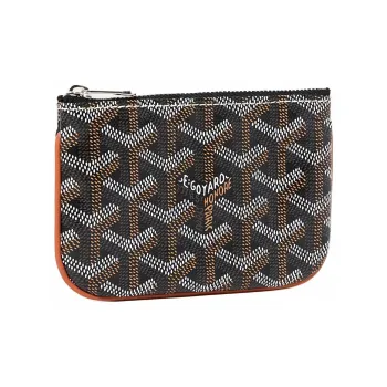 GOYARD Canvas With Calfskin Key Pouch Nano Unisex Black & Brown
