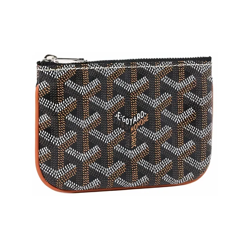 GOYARD Canvas With Calfskin Key Pouch Nano Unisex Black & Brown-0