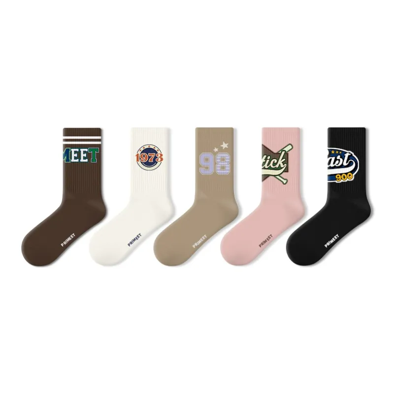 Primeet Mid Calf Socks Fall Unisex 5 Pack-3