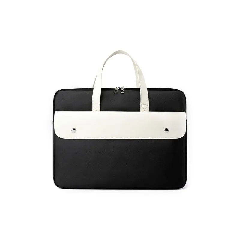 GOX PU Laptop Bag Portable Document Briefcase Laptop Bag Tubas Unisex White/Gray/Black/Dark Blue-2