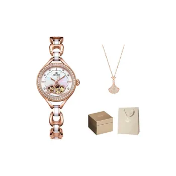 EBOHR Floral Plate Elegant Bracelet Mechanical Movement Watch Women's Watch Mother of Pearl Color Watch Dial