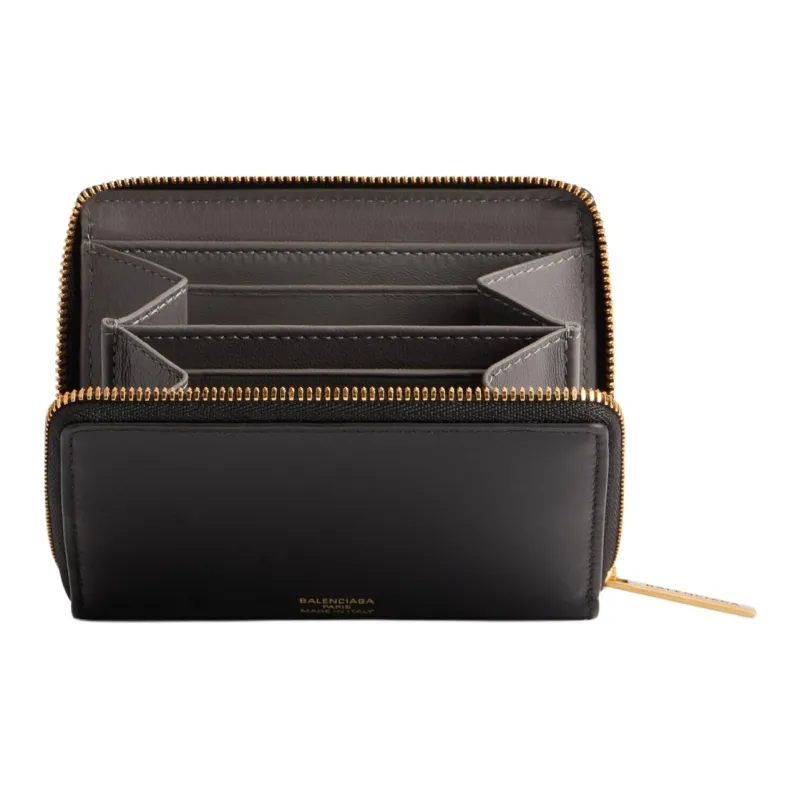 Balenciaga Smooth Calf Leather Coin Purse Women's Black-2