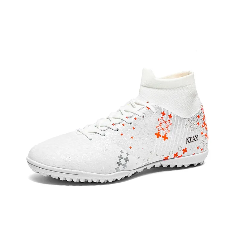 ATAY AG Rubber Short Studs TF Rubber Broken Studs Cushioned Slip-Resistant Abrasion-Resistant Soccer Shoes Unisex White-1