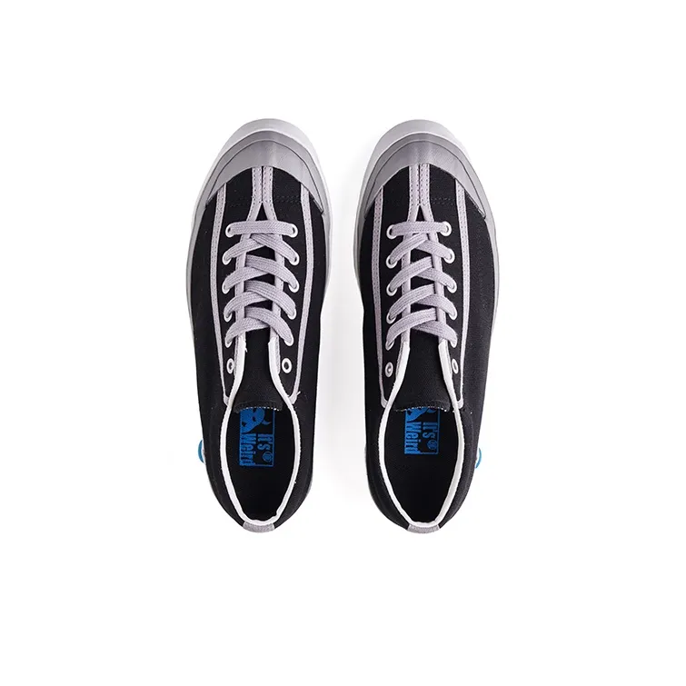 IT'S WEIRD Anti Slip And Wear Resistant Lightweight Low Top Skateboard Shoes Unisex Black Gray Color-5