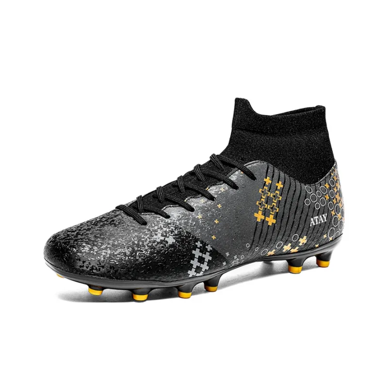 ATAY AG Rubber Short Studs TF Rubber Broken Studs Cushioned Slip-Resistant Abrasion-Resistant Soccer Shoes Unisex Black-1