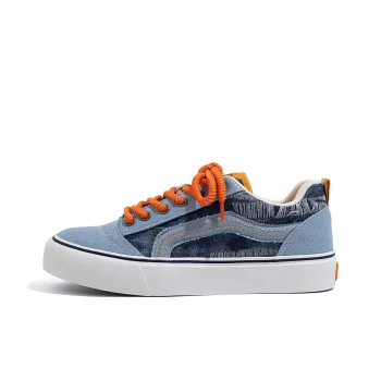 HUANQIU Year Of The Snake Limited Edition, Canvas Shoes Abrasion Resistant Low Top Couple Unisex Denim Blue