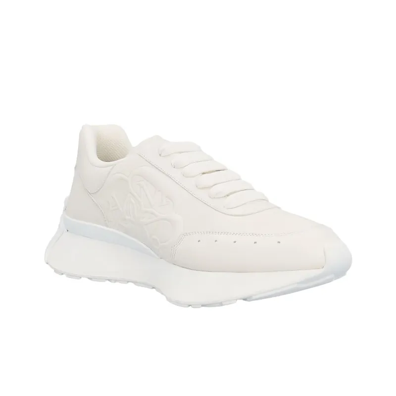 Alexander McQueen Sprint Runner Leather Sneakers 'Beige White'-2