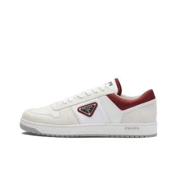 PRADA Downtown Low Top Skateboard Shoes Men's White Red