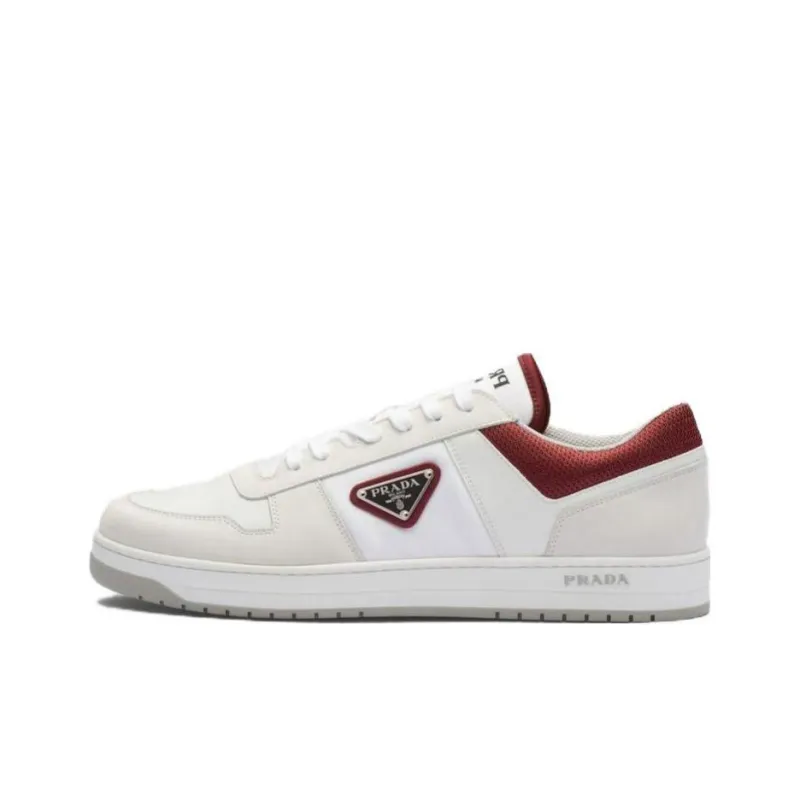 PRADA Downtown Low Top Skateboard Shoes Men's White Red-0