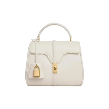 CELINE 16 Calfskin Shoulder Bag Crossbody Bag Handbag Mini Women's White Cotton