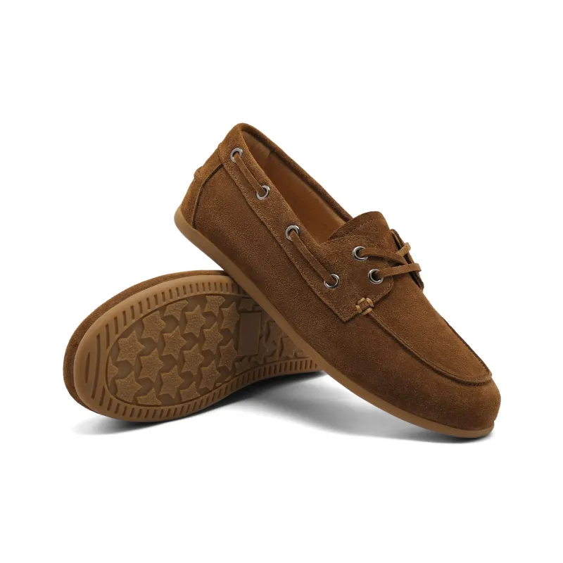 BELLE Boat Shoes Women's Brown Beige-4
