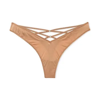 Victoria's Secret Very Sexy Strappy Back High-Leg Thong Panty / Toffee Underpants Women's 1 Pack Toffee