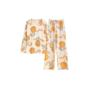 The Story Of The Flower Season Pajama Set Women's Orange Red