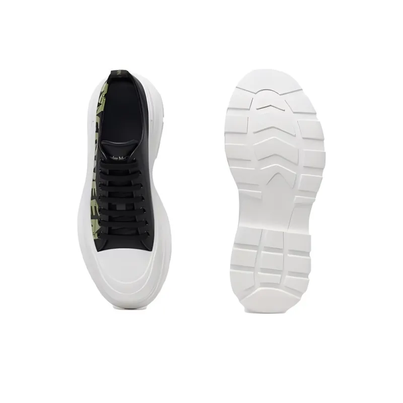 Alexander McQueen Tread Slick Low Lace Up Graffiti Black Khaki-4