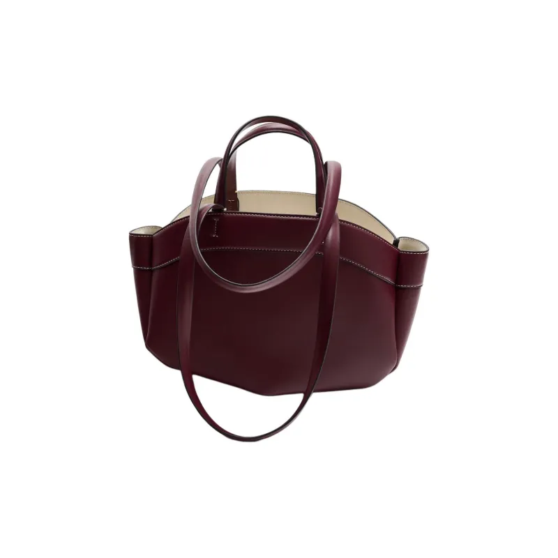 ZARA PU Handbag Large Size Women's Dark Red-2