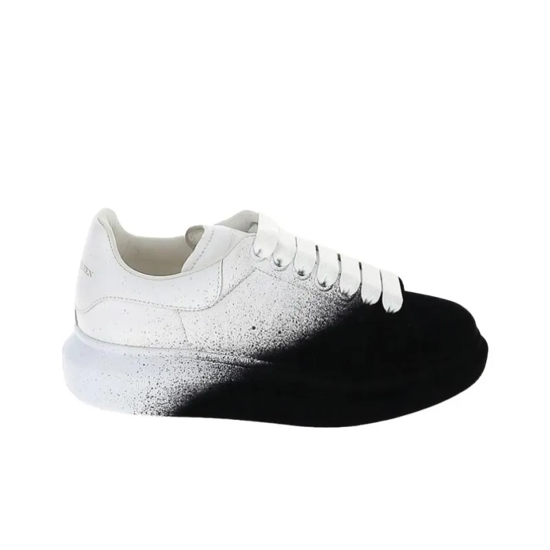 Alexander McQueen Oversized Sneaker 'White Black Velvet Spray' Women's-1