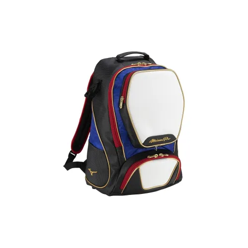 Mizuno Synthetic Leather Backpack Unisex Black & Blue & Red