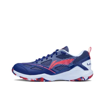 LiNing Anti Slip And Wear Resistant Breathable Low Top Badminton Shoes Unisex Blue Red