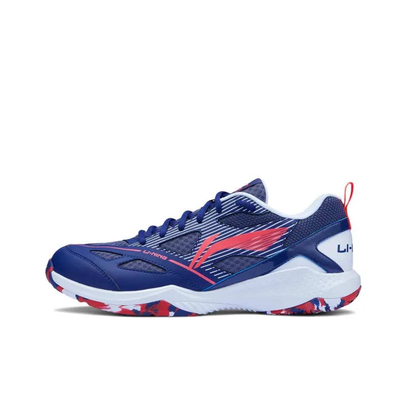 LiNing Anti Slip And Wear Resistant Breathable Low Top Badminton Shoes Unisex Blue Red-0