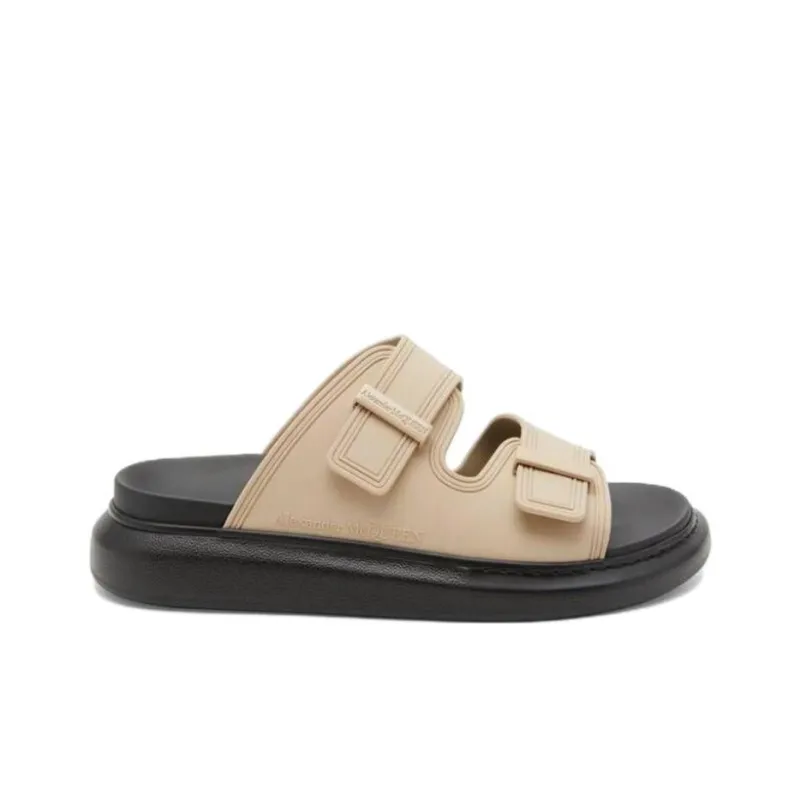 Alexander McQueen Hybrid Rubber Sole Abrasion Resistant Slide Slippers Men's Black-1