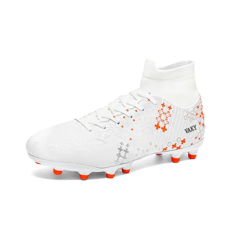 VAKY AG Rubber Short Studs TF Rubber Broken Studs Cushioned Slip-Resistant Abrasion-Resistant Soccer Shoes Unisex White-1