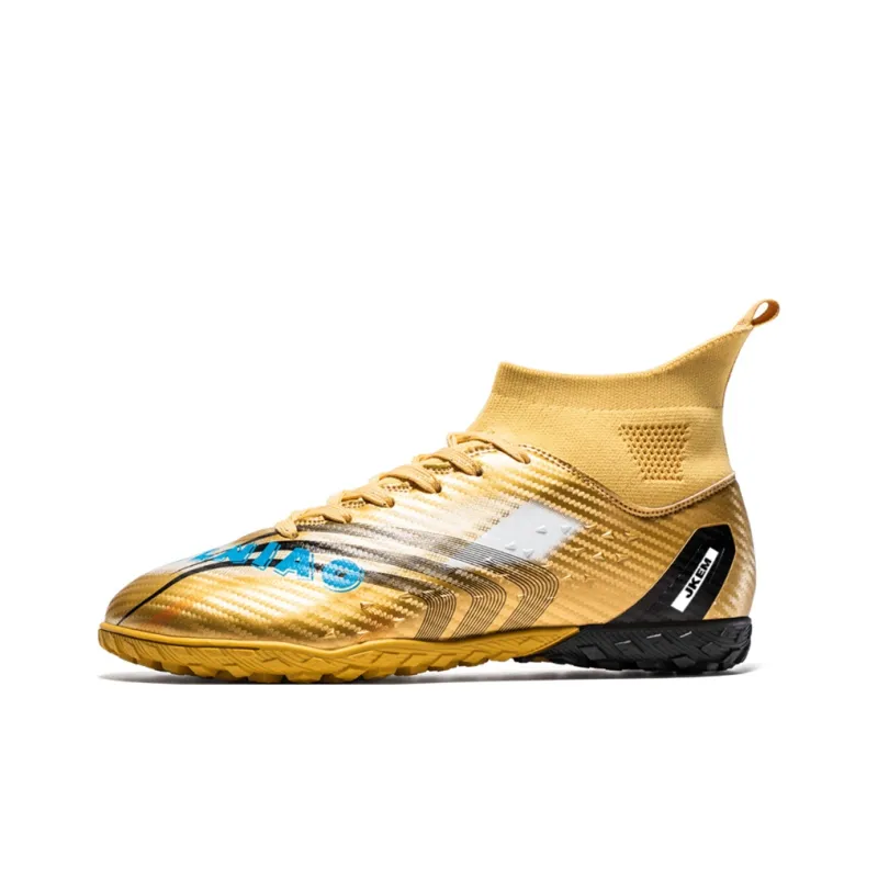 JKEM Soccer Shoes Unisex Mid Top White Gold/Black Gold/Gold/Aqua-33