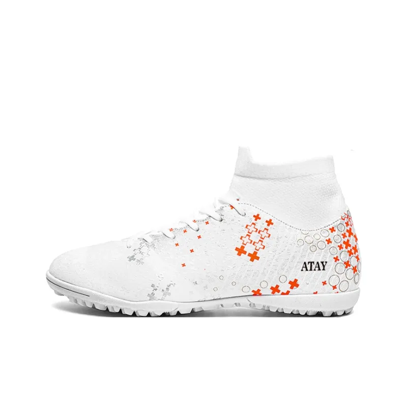 ATAY AG Rubber Short Studs TF Rubber Broken Studs Cushioned Slip-Resistant Abrasion-Resistant Soccer Shoes Unisex White-0