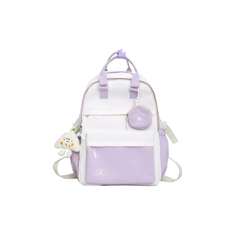 Deli Bear Nylon Backpack Unisex Purple/Blue/Yellow/Red-1