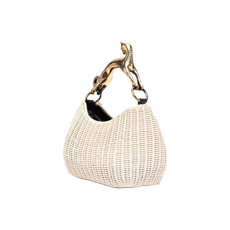 Lanvin Cat Embellished handle Woven Tote-1