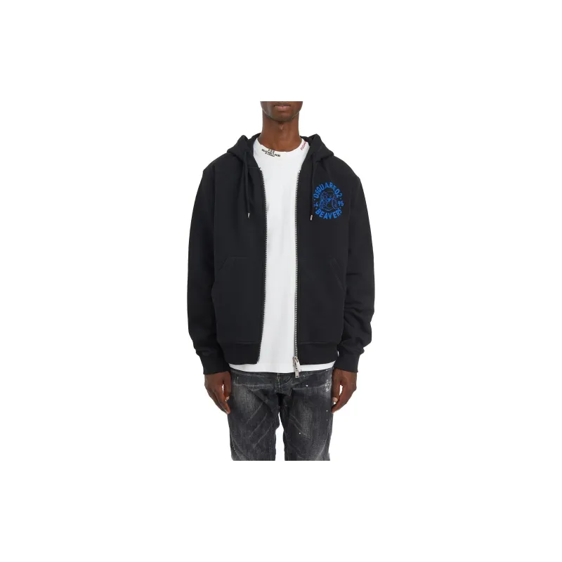 DSQUARED 2 Logo Printed Zip Up Hoodie-1