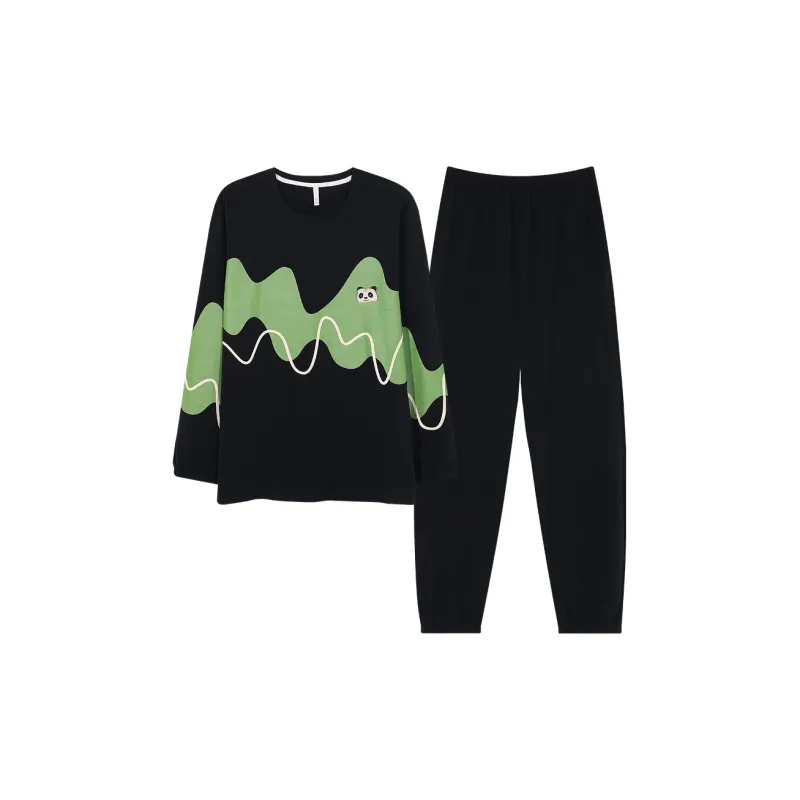 YIROUQING Pajama Set Women's Black-0