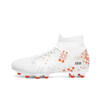 ATAY AG Rubber Short Studs TF Rubber Broken Studs Cushioned Slip-Resistant Abrasion-Resistant Soccer Shoes Unisex White