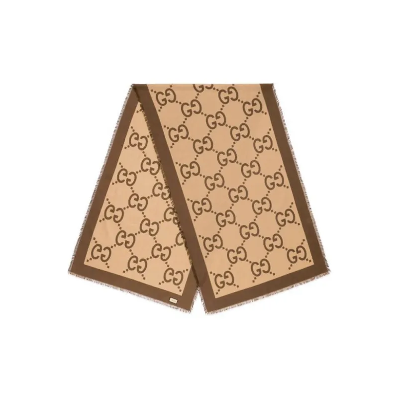 GUCCI Silk Silk Scarves Men's Brown-1