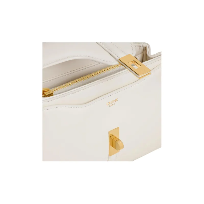 CELINE 16 Calfskin Shoulder Bag Crossbody Bag Handbag Mini Women's White Cotton-3
