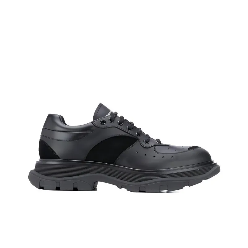 Alexander McQueen Tread Suede panelled Leather Trainers 'Black'-1
