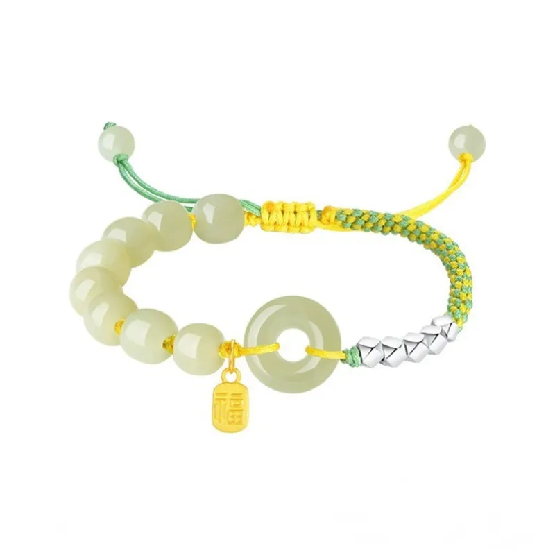 ASTAR HADES 925 Sterling Silver Hetian Jade Obsidian Bracelets Unisex Green Jade-1