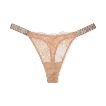 Victoria's Secret Very Sexy Shine Strap Rose Lace Thong Panty / Praline Underpants Women's 1 Pack Praline