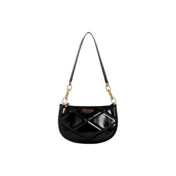 GUESS Artificial Leather Saddle Bag Shoulder Bag Small Size Women's Black