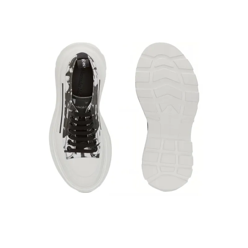 Alexander McQueen Tread Slick Low Lace Up White Black Women's-4