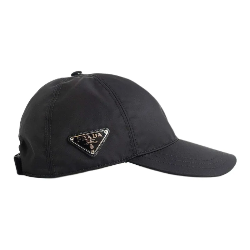 PRADA Recycled Nylon Baseball Caps Men's Black-1