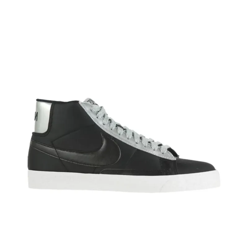 Nike SB Blazer Anti Slip Wear Resistant Mid Top Skateboard Shoes Men's Black Silver-1