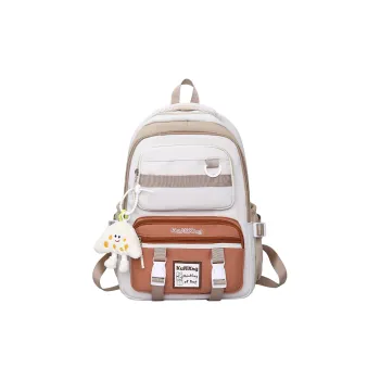 Deli Bear Nylon Backpack Unisex Purple With White/Purple With Yellow/White With Orange/Black With White