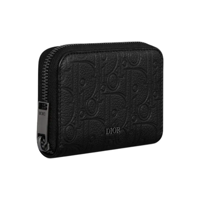 DIOR Calfskin Coin Purse Men's Black-1